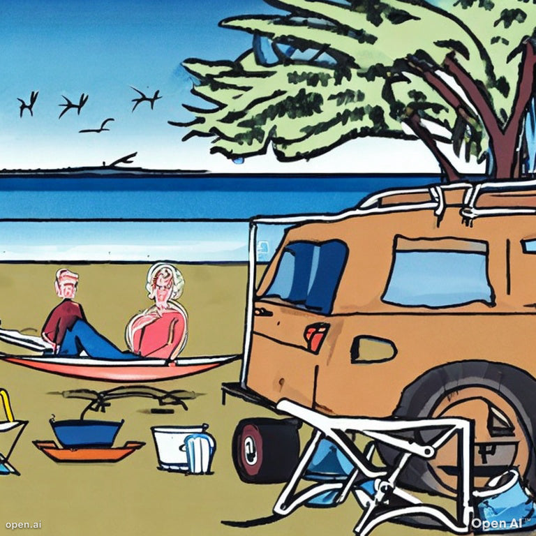 Image, Frontcountry, on the beach, beach chair and suv tailgate open